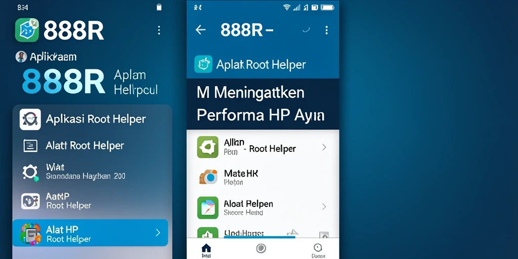 Antarmuka aplikasi 888R sebagai Root Helper yang sederhana dan intuitif.