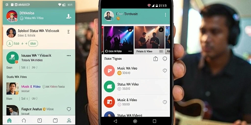 Tampilan antarmuka aplikasi DEWANUSA untuk Status WA Video.