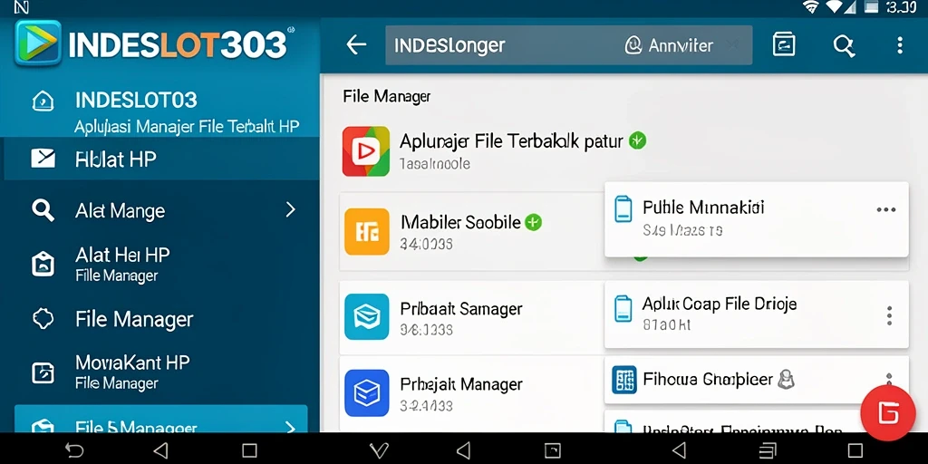 Tampilan antarmuka aplikasi File Manager INDESLOT303 yang user-friendly.