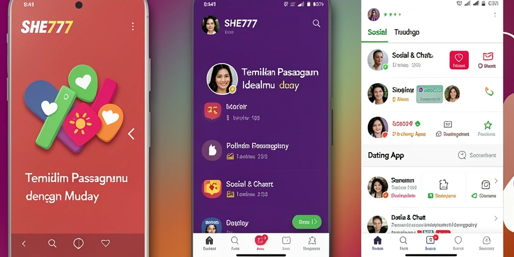 Antarmuka aplikasi SHE777 yang menarik dan mudah digunakan untuk mencari pasangan.