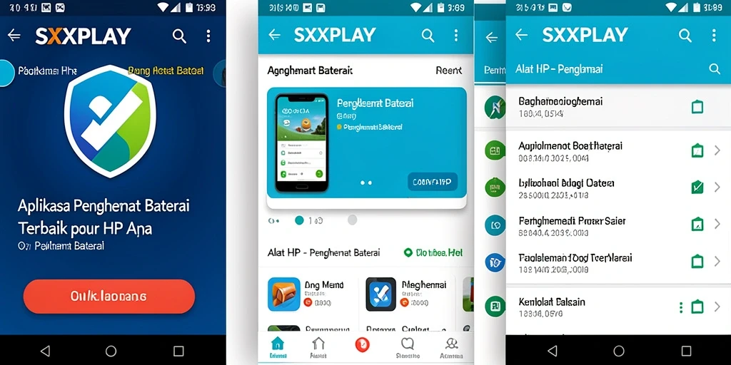 Tampilan antarmuka SXXPLAY untuk penghemat baterai yang ramah pengguna.
