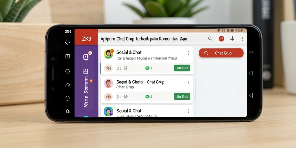 Antarmuka aplikasi ZK3 yang user-friendly dan fungsional untuk Chat Grup.
